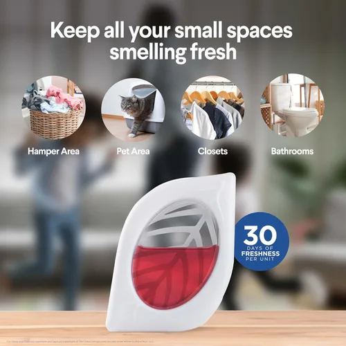 Vista 4 de Clorox Fraganzia - Ambientador para habitaciones pequeñas, manzana y canela, despegar y colocar, sin enchufe, sin batería, para armarios