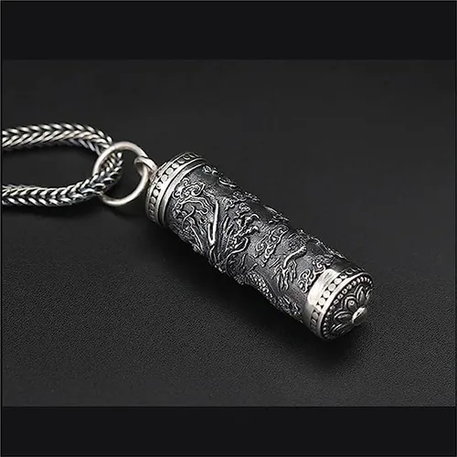 Vista 5 de Colgante de plata de ley 925 maciza auténtica con diseño de dragón Regalo para hombres, él, papá, padre, marido, novio, Plata esterlina