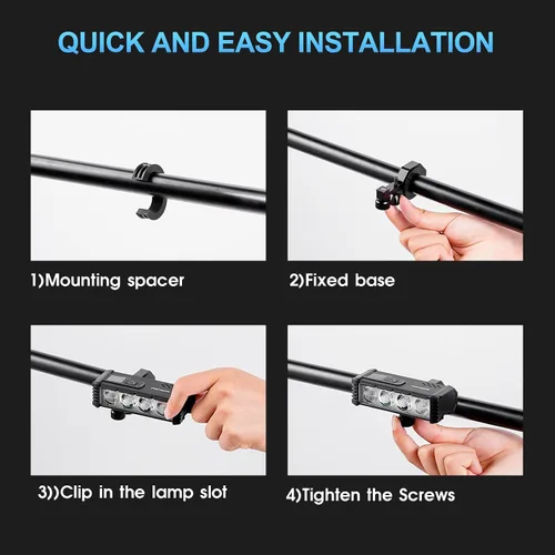 Vista 7 de Luz LED súper brillante para bicicleta, faro de bicicleta recargable USB, faro de bicicleta impermeable, faro de bicicleta impermeable con pantalla