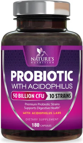Vista 10 de Probióticos, 60 mil millones de UFC por porción, probióticos con prebióticos para apoyo a la salud digestiva e inmunológica para mujeres y hombres