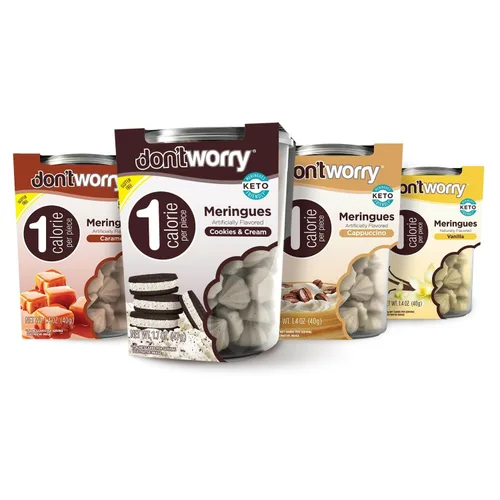 Vista 7 de Don't Worry Galletas de merengue Doble sabor a chocolate y galletas y crema Dulce bajo en azúcar con 4 calorías por unidad Postre keto