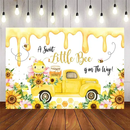 Vista 6 de Avezano Fondo de decoración de fiesta de baby shower de abejas para niño, A Sweet Little Bee is On The Way, telón de fondo para baby shower, telón