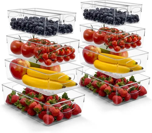Vista 11 de Sorbus Juego de 10 Contenedores de Plástico Transparente Medianos – Contenedores Transparentes para Organizar, Organizadores de Refrigerador