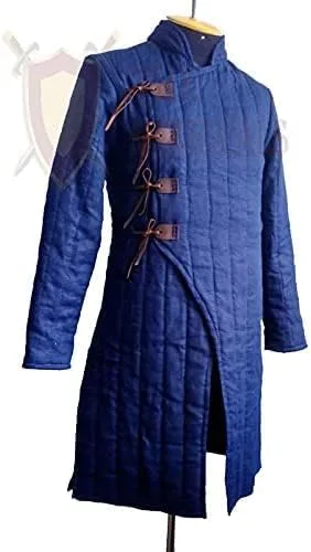 Vista 5 de Medieval Thick Padded Gambeson Coat Aketon Full Length Jacket Armor Costumes Dress SCA LARP by ITS Medieval