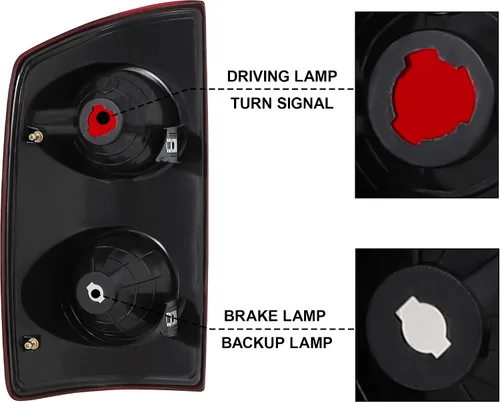 Vista 3 de Luz Trasera Compatible con 2007 2008 Dodge Ram 1500/07 08 09 Ram 2500 3500 Lámpara de Freno Trasero