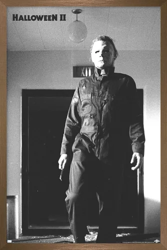 Vista 14 de Trends International Halloween II - Póster de pared de Michael Hallway, 14.72 x 22.37 pulgadas, versión enmarcada de madera de granero