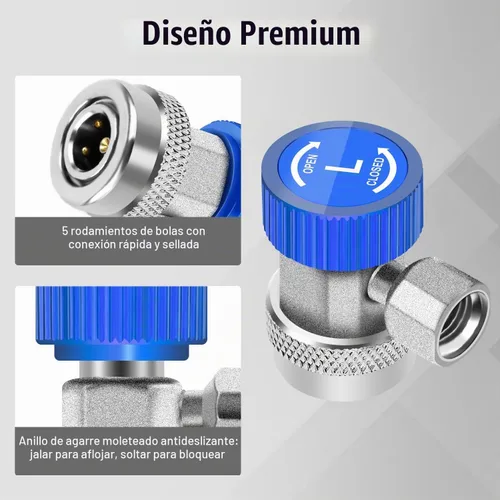 Vista 5 de Los adaptadores de acoplador rápido ajustables AC R134A funcionan como accesorios de calibre de colector de aire acondicionado automático, HVAC