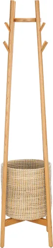 Vista 6 de SAFAVIEH Couture Collection Abellina - Perchero de madera maciza natural con cesta de almacenamiento