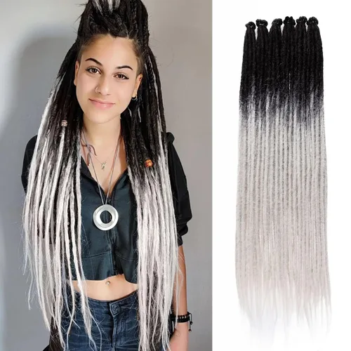 Vista 23 de Leeven Extensiones de Rastas Sintéticas de Doble Punta de 24 Pulgadas 30 Hebras Rastas Boho 613 Rubio 3 Estilos Mixtas Onduladas Rizadas DE Rastas