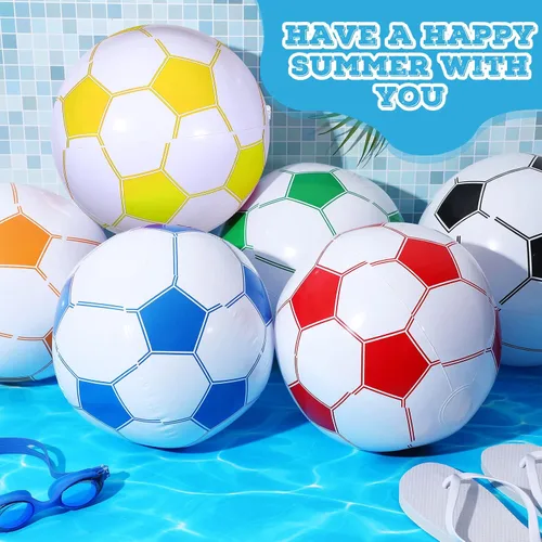 Vista 3 de Chivao Pelotas inflables de playa de fútbol de 16 pulgadas, bolas de playa a granel para fiestas de fútbol, juegos de piscina de verano