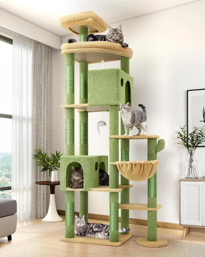 Vista 10 de Globlazer Árbol Gigante para Gatos, Árbol para Gatos de 83 Pulgadas para Gatos Grandes Adultos de Interior, Torre XXL para Gatos con 9 Postes