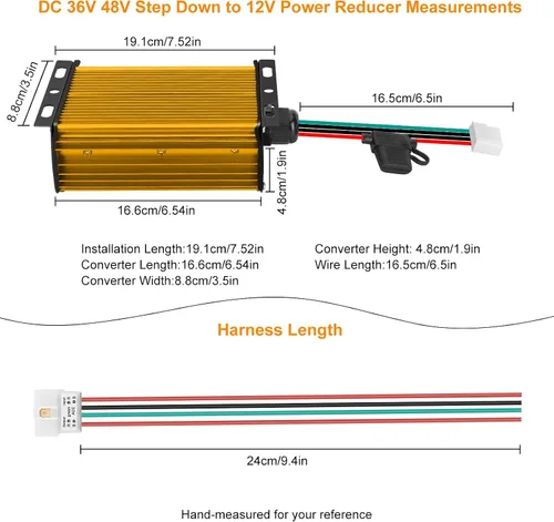 Vista 9 de Reductor de voltaje de convertidor de alta potencia de 12 V, 30 A, 360 W, CC, 96 V, 84 V, 72 V, 60 V, 48 V, 36 V a 12 V, adecuado para carritos
