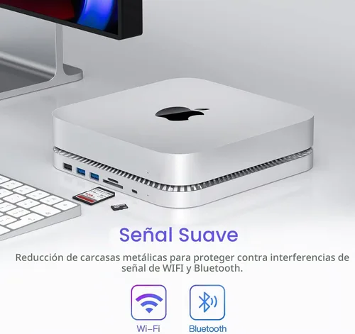Vista 5 de RayCue Mac mini Hub y soporte tipo C con carcasa SSD, soporte para Mac mini, compatible con SSD SATA de 2.5 pulgadas, puerto de datos USB-C, puerto