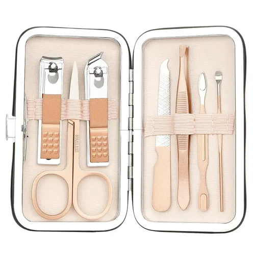 Vista 9 de NZKNP - Juego de manicura de viaje 7 en 1 con estuche, kit de aseo de uñas, herramientas para el cuidado, regalos del día del padre, regalos