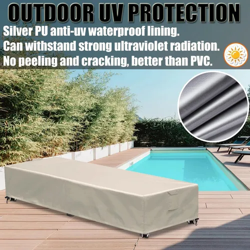 Vista 3 de Funda para tumbona para exteriores, 1 paquete de fundas para sillas de patio, impermeables, 600D, material resistente a la intemperie, protección