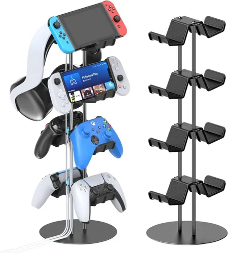 Vista 8 de Kytok Soporte de controlador de 4 niveles con organizador de cables para escritorio, soporte universal para auriculares compatible con consola Xbox
