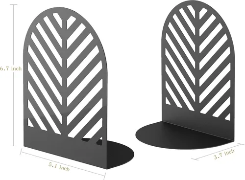 Vista 3 de QiMing Sujetalibros de hoja para libros pesados, 1 par de soportes metálicos para libros de oficina, regalo para adultos y niños (negro)