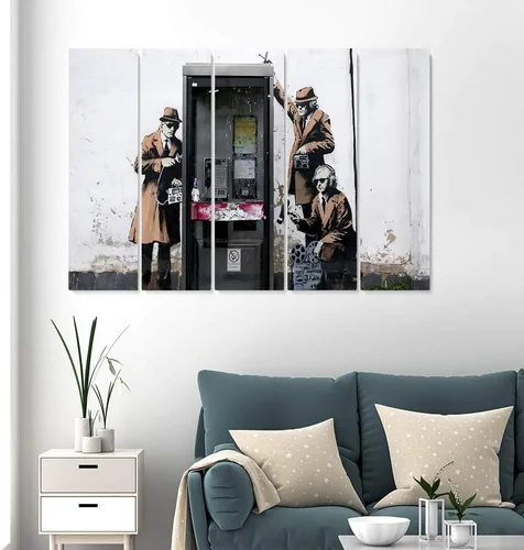 Vista 44 de Banksy Graffiti Street Art Colecciones de lienzos de arte callejero. Listo para colgar. Fabricado en Estados Unidos #FULL2