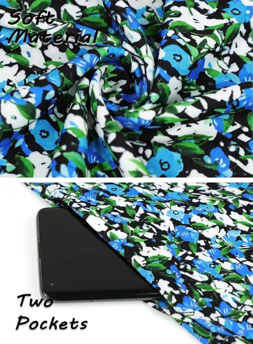 Vista 49 de SimpleFun - Vestidos de verano para mujer, camiseta floral, vestido de playa de estilo bohemio, informal, con bolsillos y sin mangas
