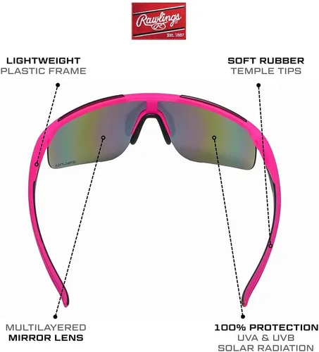 Vista 3 de Rawlings Gafas de sol retro Vaporwave Baseball Shield Neon Pink Sunset