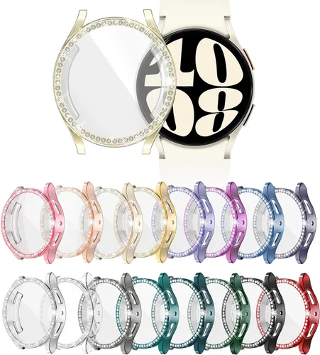 Vista 12 de Paquete de 16 unidades de protector de pantalla para reloj YUVIKE compatible con Samsung Galaxy Watch 5/4 40mm, funda suave TPU con destellos