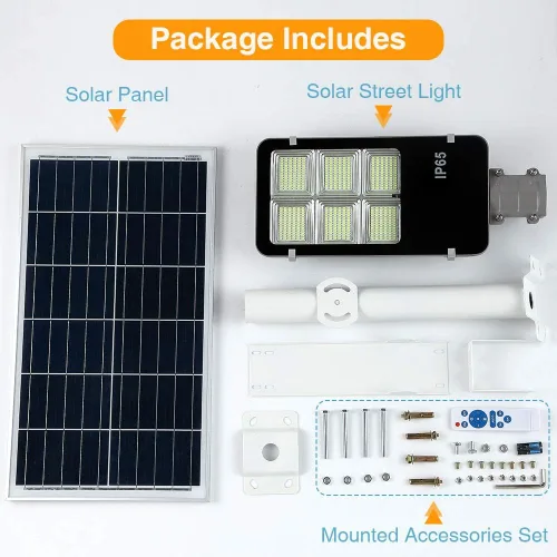 Vista 8 de 6000W Luz de calle LED solar para exteriores, luz de inundación de seguridad del atardecer al amanecer con control remoto, inalámbrica, impermeable