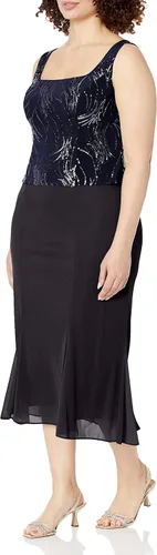 Vista 3 de Alex Evenings Womens Tea Length Mock Jacket Dress with Button Front