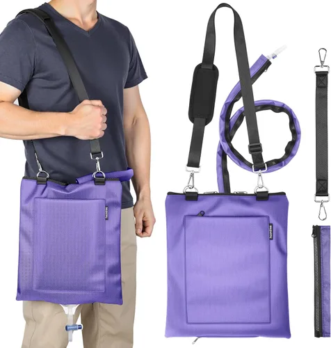 Vista 11 de Soporte para bolsa de drenaje de orina, funda de privacidad para bolsas de catéter u orina, con correa ajustable, diseño de cremallera, impermeable