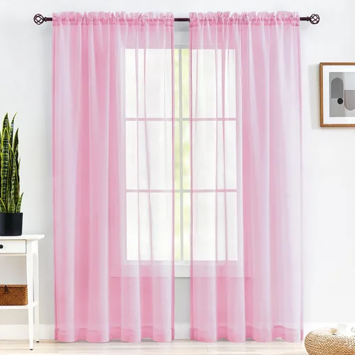 Vista 73 de MYSTIC-HOME Juego de cortinas de niveles transparentes blancas para cocina de 24 pulgadas de largo, tratamiento de cortinas para ventanas pequeñas