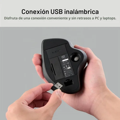 Vista 6 de ELECOM Diseño de comodidad ergonómica Trackball IST Inalámbrico 2.4GHz Conectar, Seguimiento súper suave con rodamiento de bolas rodantes, Bola