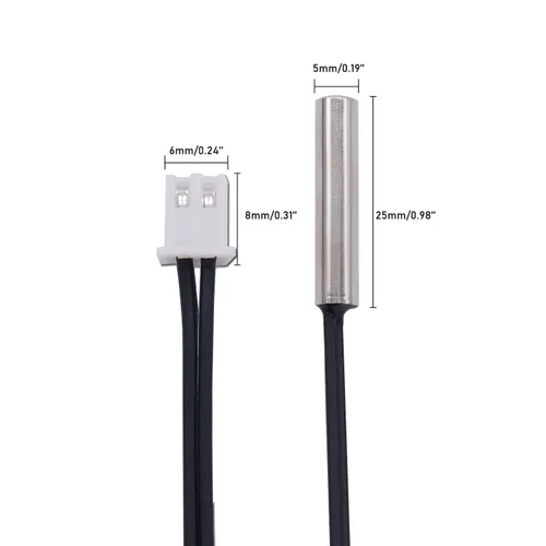 Vista 4 de TWTADE 5 sensores de temperatura de termistor 1M 10K B3950, capaces de soportar -25 a 257.0 °F, sondas sensibles con sensor de temperatura NTC tiene