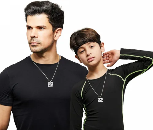 Vista 4 de SKQIR Number Necklace for Men Black Baseball Jersey Number Pendant for Boys Athletes Number Chain Pandent for Boys Sport Stainless Steel necklace