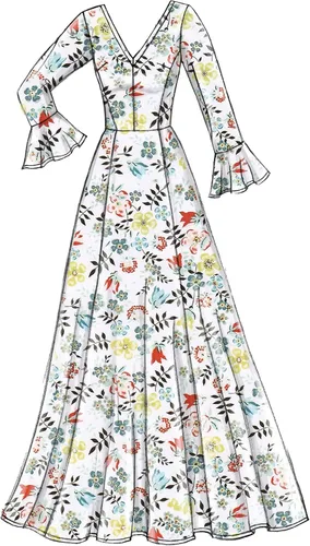 Vista 6 de Vogue V9328E5 Easy Women's Flared Sleeve Dress Sewing Patterns, Sizes 14-22, White