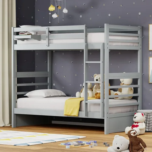 Vista 18 de Glenwillow Home Litera Plana de madera maciza individual sobre cama matrimonial, color espresso