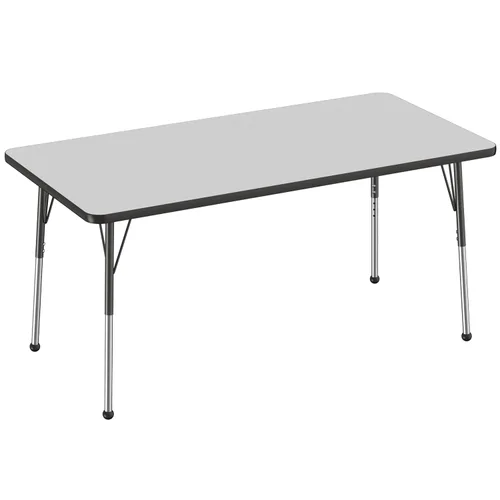 Vista 229 de FDP - Mesa rectangular para actividades escolares y de oficina (24 x 36 pulgadas), patas estándar con deslizadores giratorios, altura ajustable
