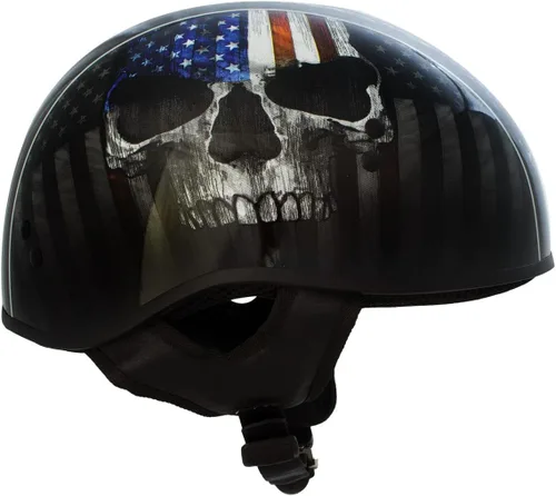 Vista 2 de Hot Leathers HLD1042 Casco de calavera con diseño de bala de guerrero negro brillante avanzado aprobado por DOT