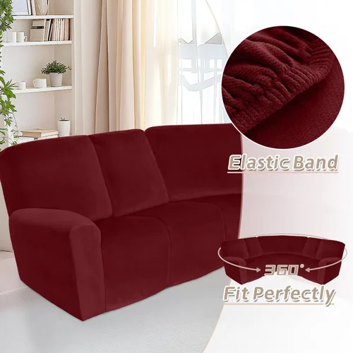 Vista 304 de Arfntevss Fundas de sofá seccional reclinable de terciopelo, Funda de sofá seccional de esquina para sofá reclinable, Funda elástica suave