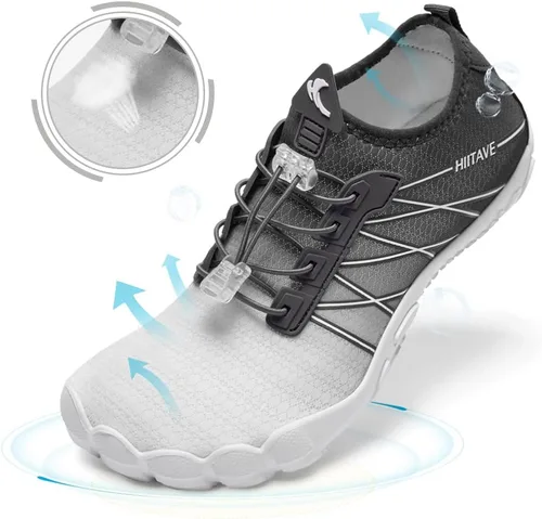 Vista 3 de HIITAVE Zapatos de agua antideslizantes, zapatos acuáticos descalzos, de secado rápido, ligeros con playa, río, piscina, para hombres y mujeres
