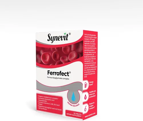 Vista 4 de Ferrofect® Tabletas de suplemento de hierro para hombres y mujeres, apoya la producción de glóbulos rojos, inmune y fuerza ósea 30 tabletas