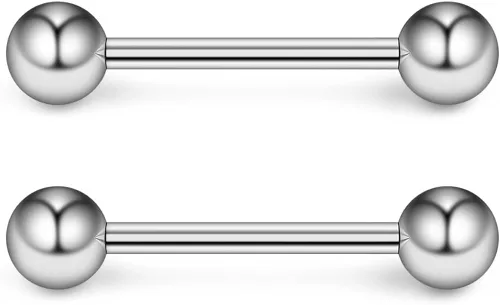 Vista 2 de Ruifan 16G 14G acero quirúrgico brillante bola pezón lengua escudo anillo Barbell cuerpo piercing joyería retenedor 0472-0630in 12PCS
