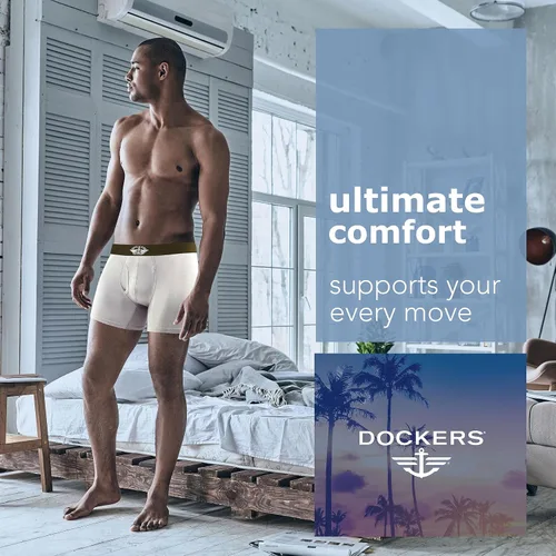 Vista 3 de Dockers Calzoncillos tipo bóxer de microfibra para hombre, paquete de 4