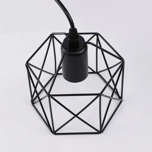 Vista 5 de Lámpara colgante negra, lámpara colgante vintage rústica de granja, lámpara colgante de metal industrial, mini jaula para cocina, isla, dormitorio
