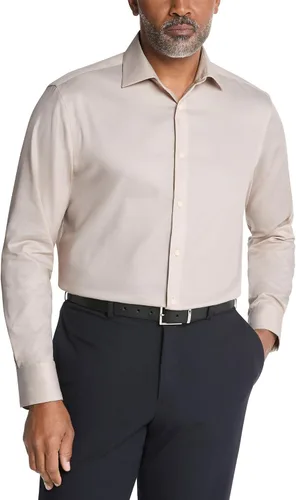 Vista 14 de Calvin Klein Camisa de vestir para hombre, ajuste regular, sin planchado, elástica, sólida Ceniza