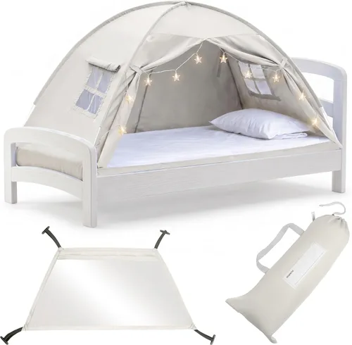 Vista 13 de Tienda de campaña de cama individual con diseño de animales para niños - Tiendas de ensueño mágicas para niños, toldo emergente para cama de niña
