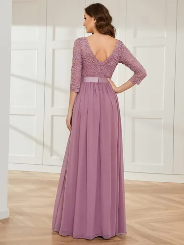 Vista 2 de Ever-Pretty 07412 - Vestido elegante largo, con mangas 34 y cintura imperio para dama de honor