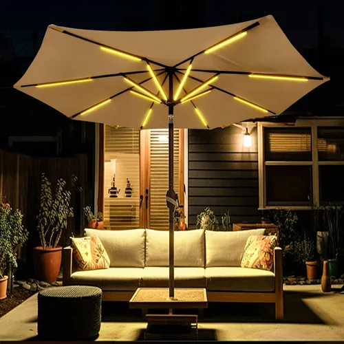 Vista 7 de Luces de sombrilla de patio al aire libre, 1000 lúmenes 15 W LED blanco cálido, impermeable con temporizador regulable, luz de poste de sombrilla
