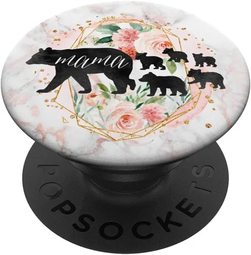 Vista 6 de Mama Bear Five Cubs PopSockets PopSockets de acuarela rosa rosa PopSockets PopGrip: agarre intercambiable para teléfonos y tabletas PopSockets