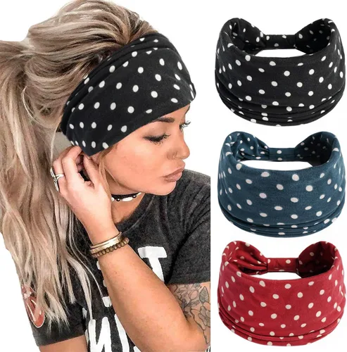 Vista 20 de K-Elewon Paquete de 3 diademas elásticas anchas para mujer, bandas para el cabello para yoga, deportes