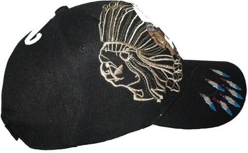 Vista 4 de Gorra de béisbol con diseño de atrapasueños indio americano color negro bordado