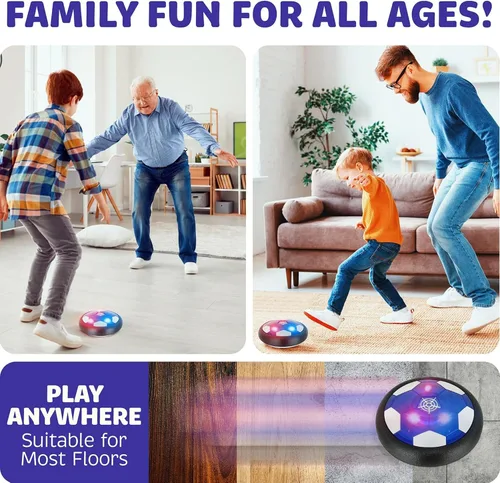 Vista 3 de Pelota de Fútbol Hover - Pelota de Fútbol Interior, Juegos de Juguete Volador Interior (2 Discos Flotantes + 2 Porterías) Regalos de Cumpleaños